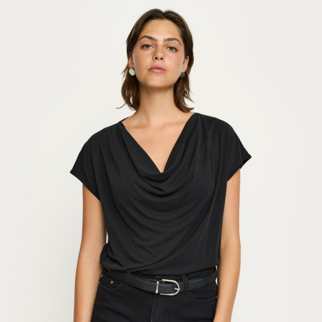 SOFT REBELS - TOP - ELLA DRAPED SR625-302 - SORT