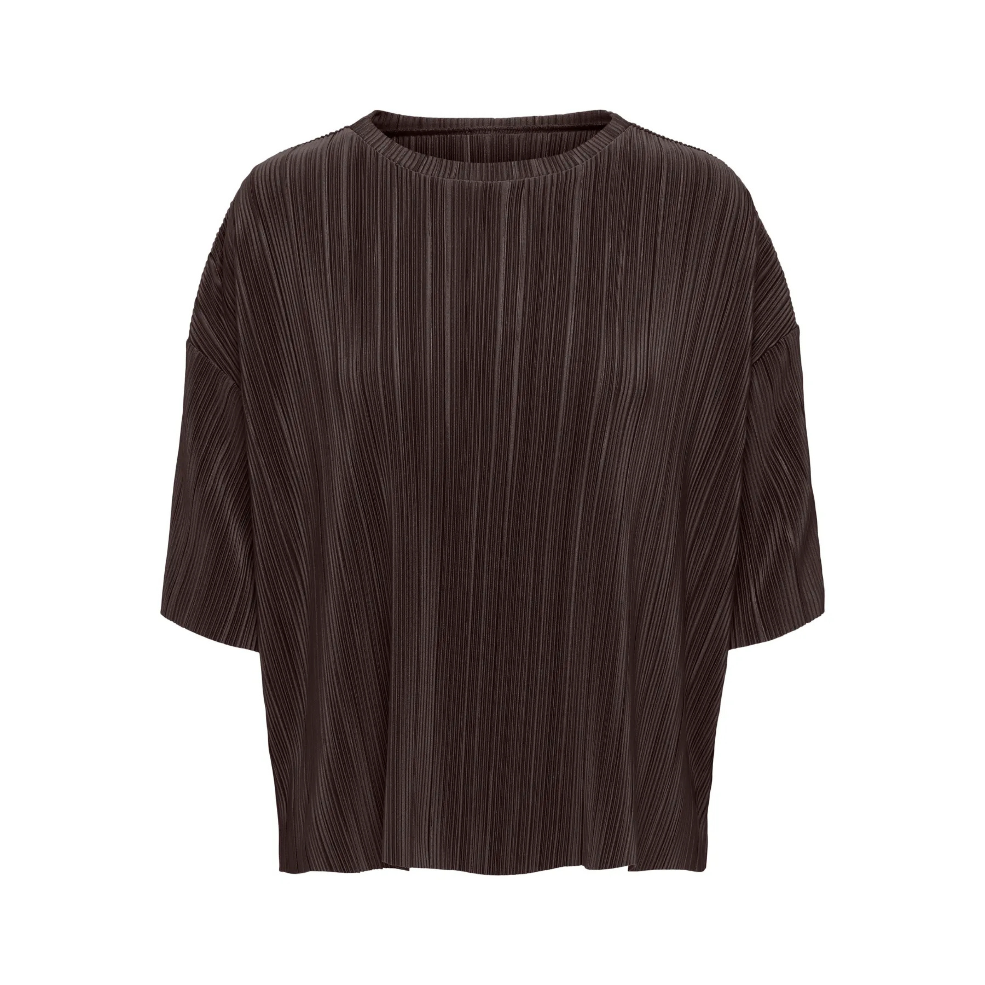 ONLY - T-SHIRT - RAVENNA PLISSÉ 15318506 - CHOCOLATE TORTE
