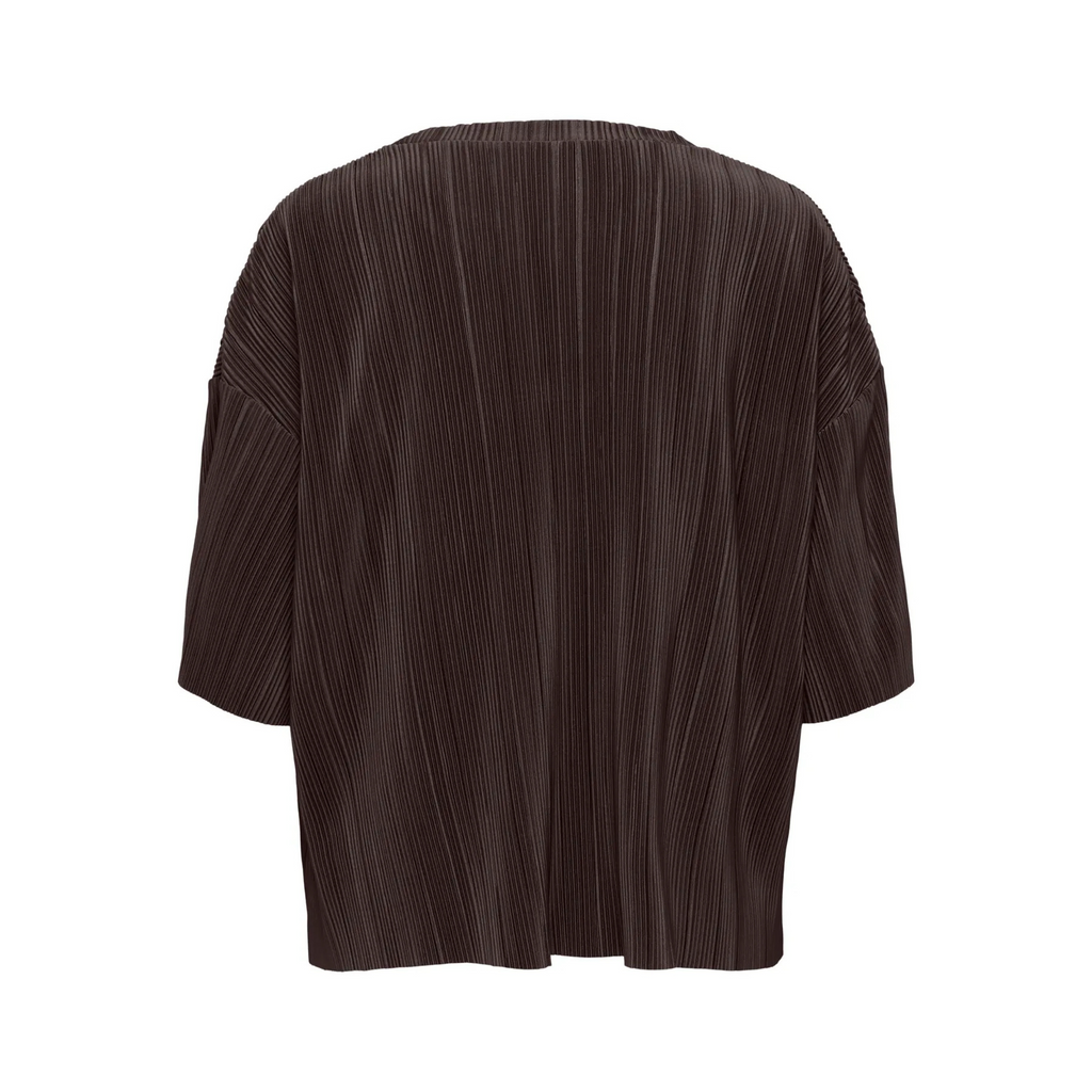 ONLY - T-SHIRT - RAVENNA PLISSÉ 15318506 - CHOCOLATE TORTE