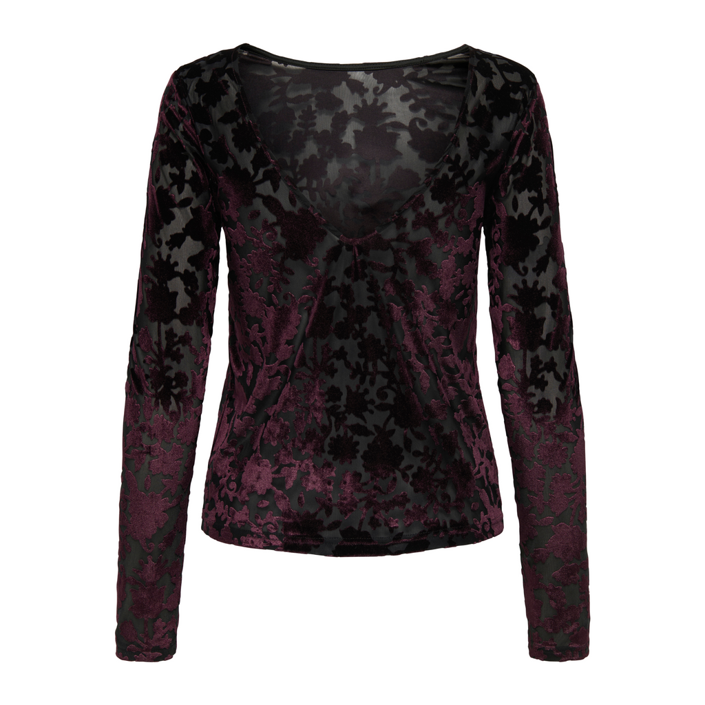 ONLY - BLUSE - THEA 15360314 - BLACK PARRY FLOWERS/WINETASTING