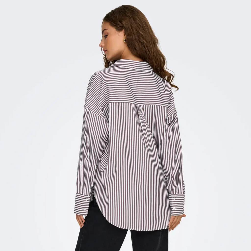 ONLY - SKJORTE - OREGON 15314330 - WINETASTING STRIPES/BRIGHT WHITE