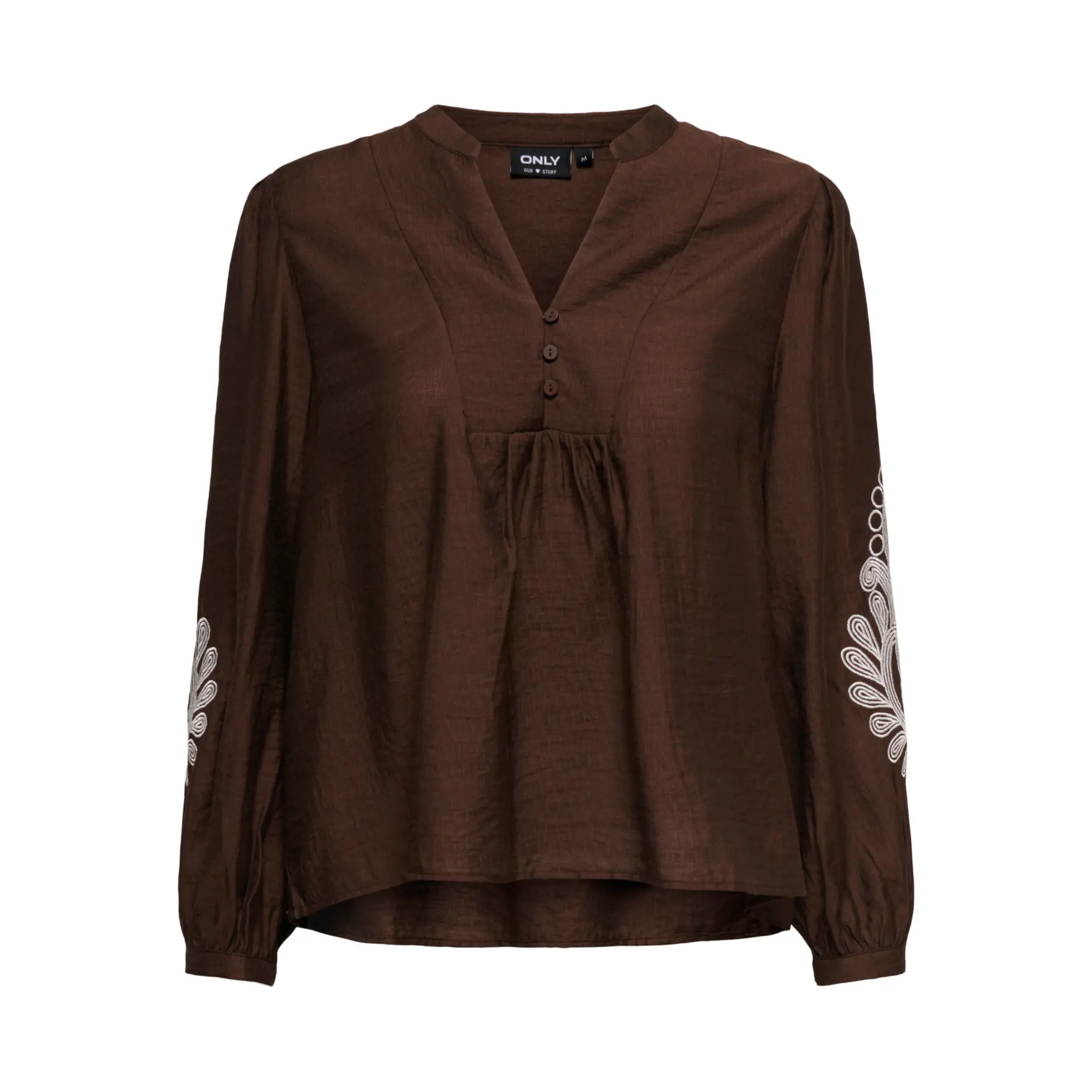 ONLY - BLUSE - KANA 15355285 - COFFEE BEAN EMBROIDERY