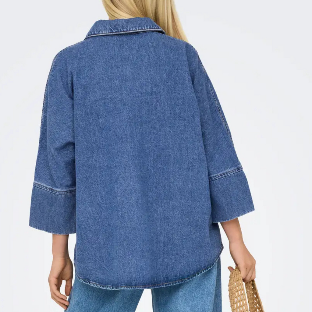 ONLY - SKJORTE - GRACE 3/4 15332126 - MEDIUM BLUE DENIM