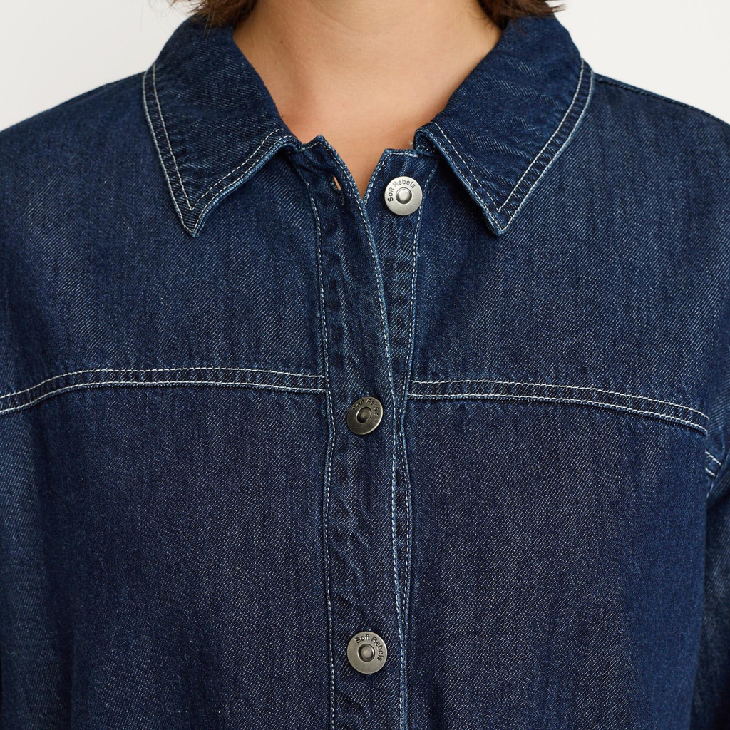 SOFT REBELS - SKJORTE - PORTIA SR525-806 - DARK BLUE DENIM