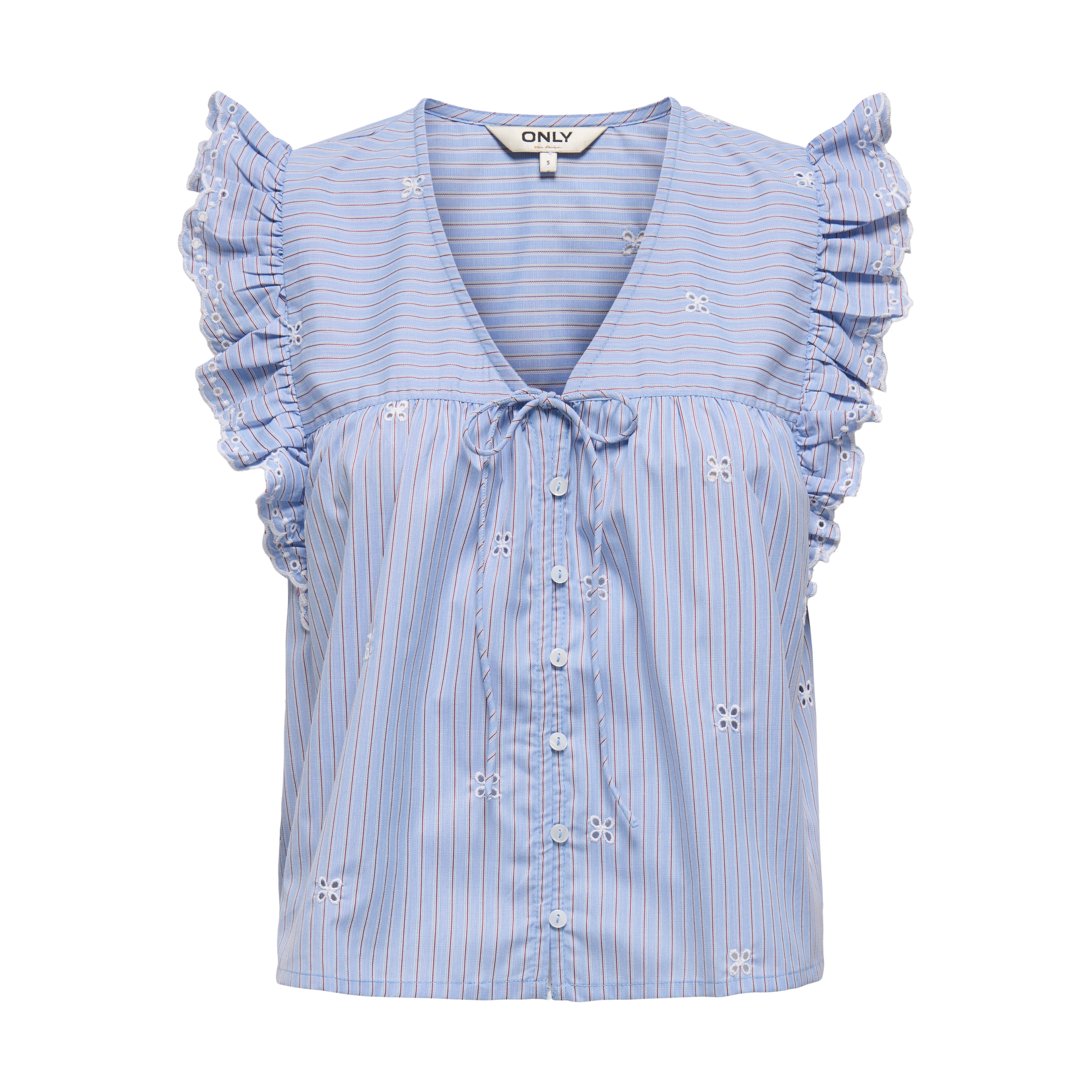 ONLY - TOP - TESSA CAPSLEVEE 15348871 - SERENITY STRIPES/BW/RUBY WINE