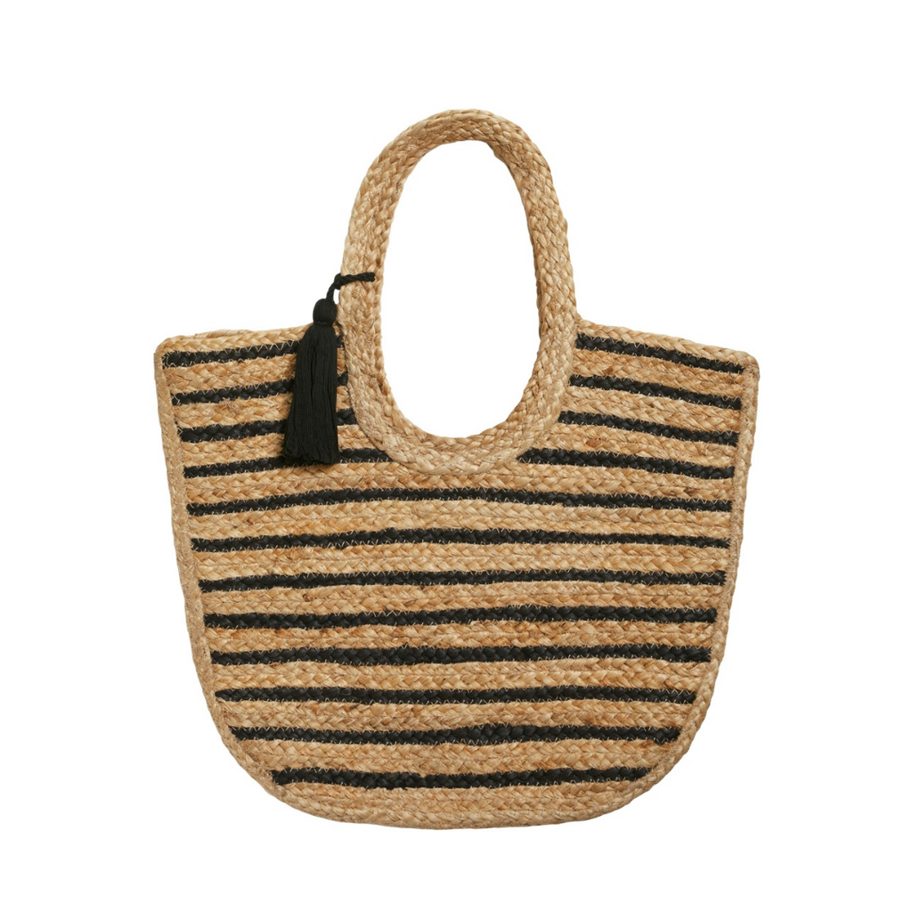 VILA - JUTE BAG - MARIAH 14094547 - NATURE/BLACK STRIPES