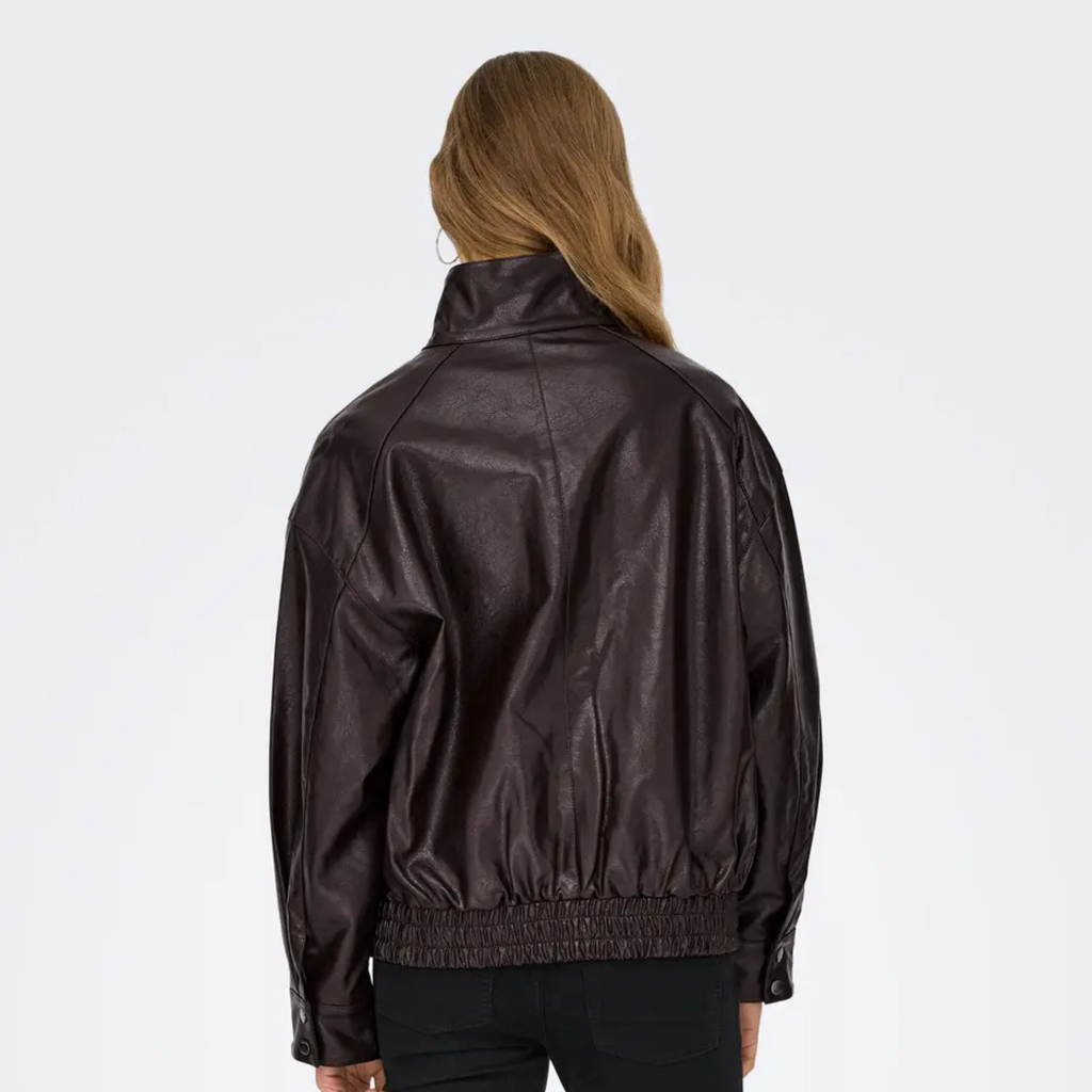 ONLY - BOMBERJAKKE - JULIA FAUX LEATHER 15373024 - CHOCOLATE TORTE