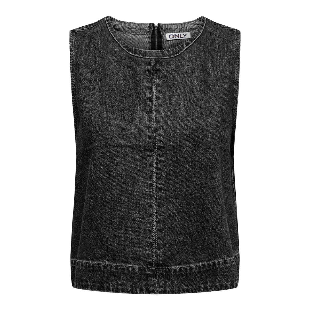 ONLY - TOP - DORSI 15344091 - WASHED BLACK DENIM