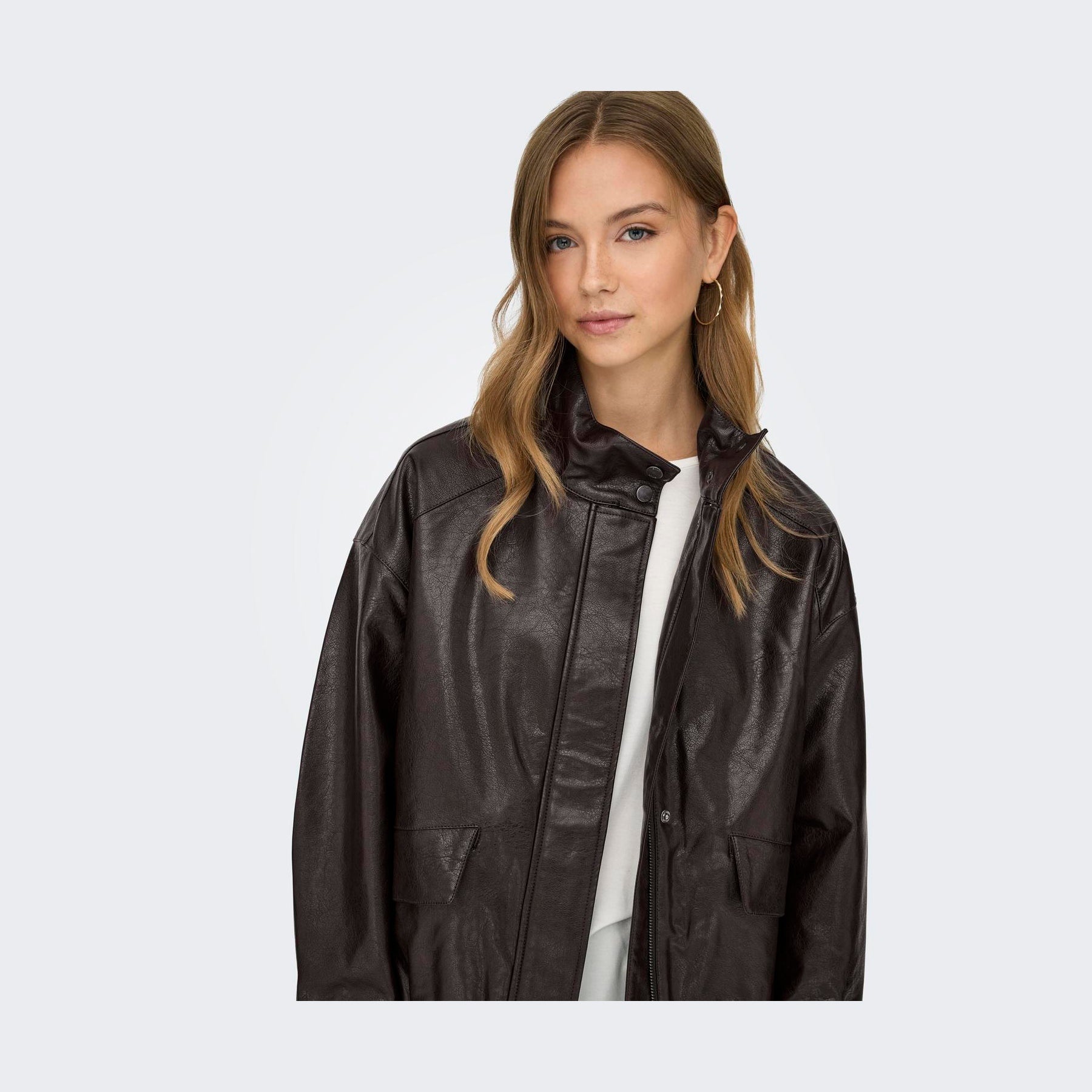 ONLY - BOMBERJAKKE - JULIA FAUX LEATHER 15373024 - CHOCOLATE TORTE